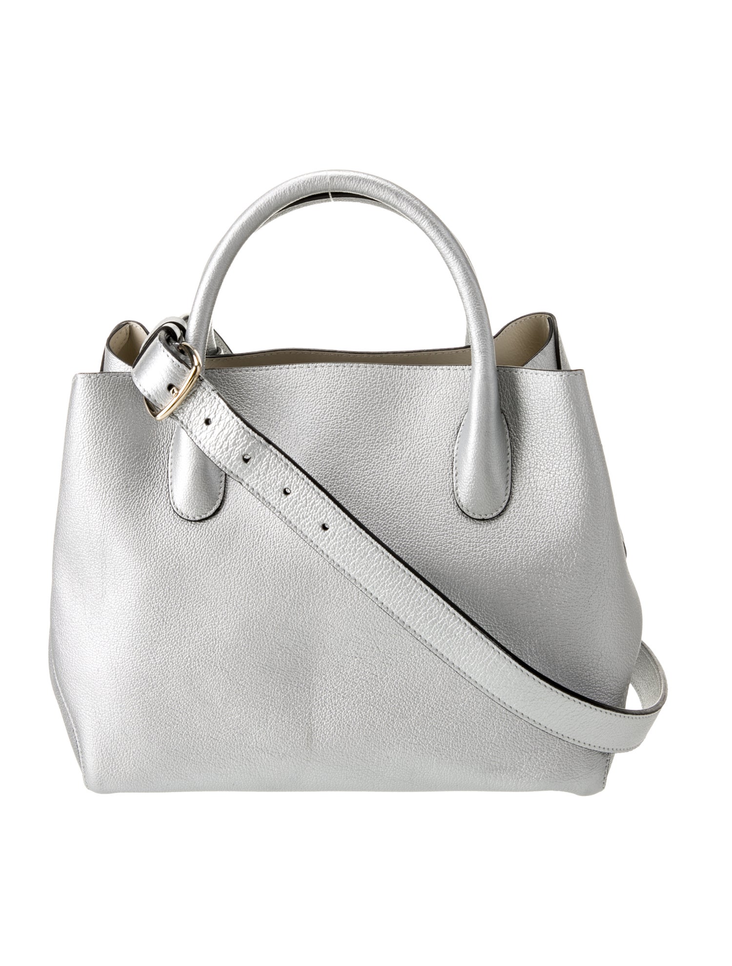 Christian Dior Leather Metallic Silver Grained Medium